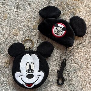 Disney VintageMickey Mouse Set of 2 Coin Purses / Key Chains-Excellent Condition